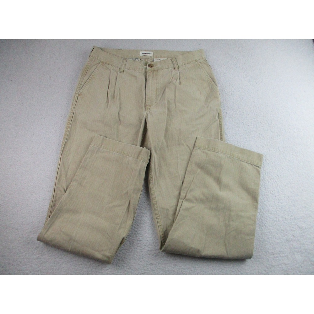 Taylor Stitch Pants Mens 33x33 Khaki Pleated Chino Organic Cotton Classic Casual